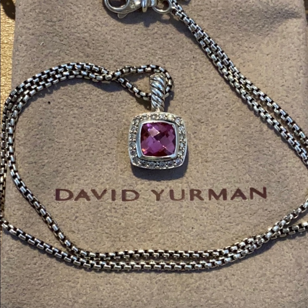 David Yurman SS/Pink Tourmaline/Diamond Necklace